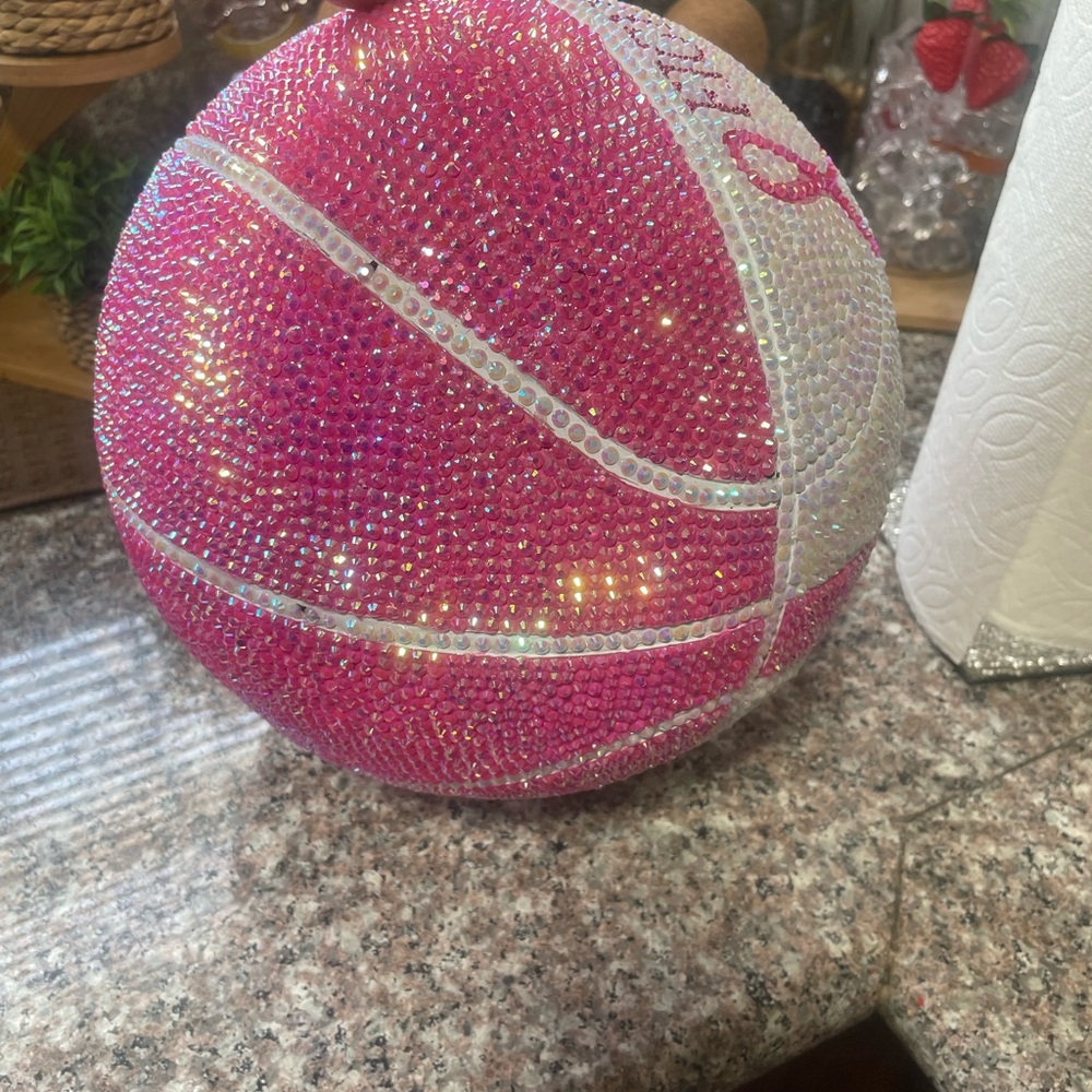 Pink and White Rhinestone Ball - Picture 4 of 5
